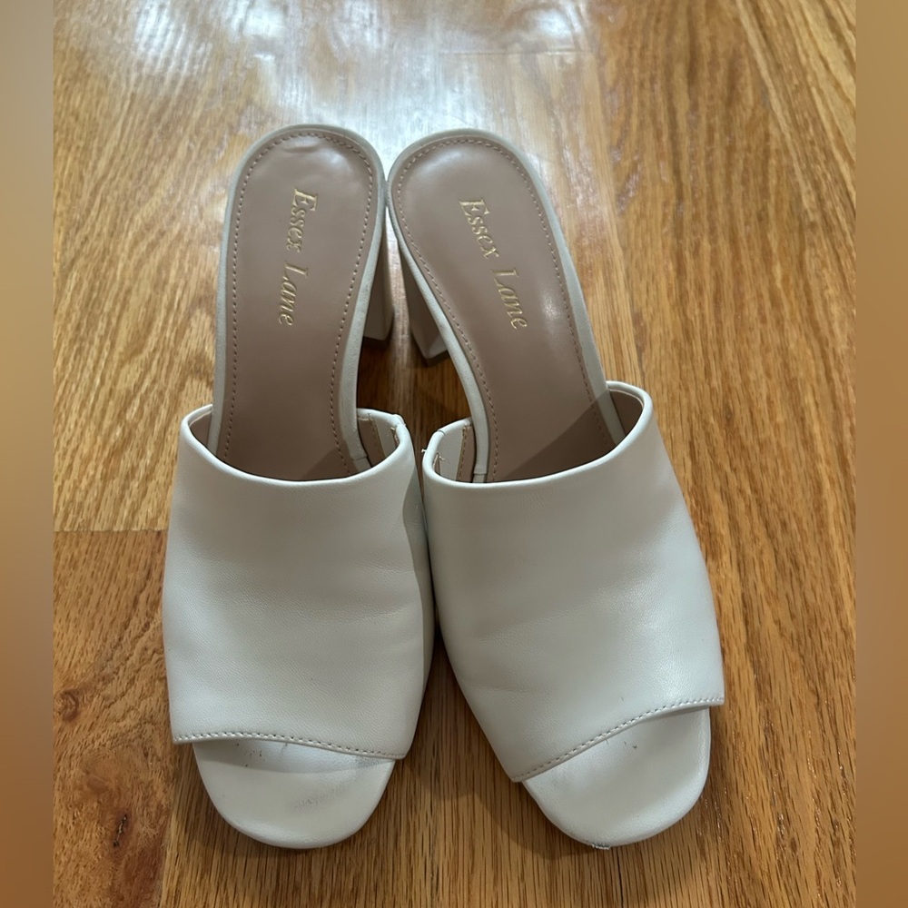 Slide Sandal White Leather, Essex Lane, size 7.5